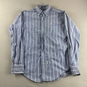 Vintage Polo Ralph Lauren Shirt Youth 18 Blue Striped Made in USA Kids Boys READ